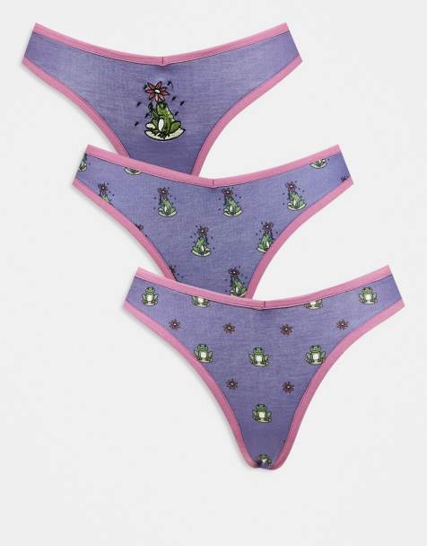 Daisy Street 3 pack briefs with frog graphic in purple - view 1
