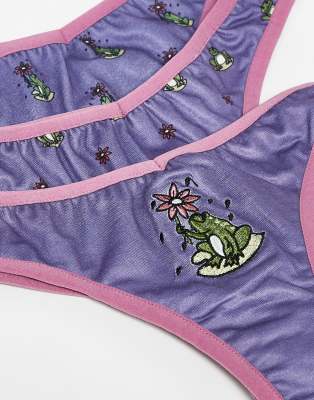 Daisy Street 3 Pack Briefs With Frog Graphics In Multi
