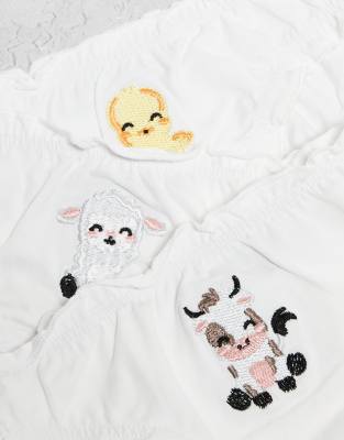 Daisy Street 3-pack Cute Animal Graphic Briefs In White