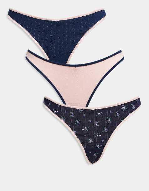 Daisy Street 3 pack lingerie thongs in floral pointelle multi - view 1