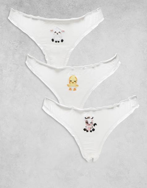 Daisy Street 3 packof  cute animal graphic briefs in white - view 1