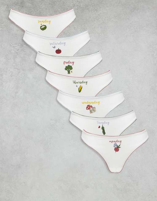 Daisy Street 7 pack cute days of the week briefs in multi