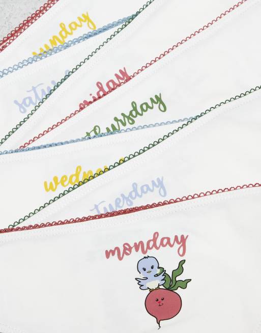 Daisy Street 7 pack cute days of the week briefs in multi, 2 of 3