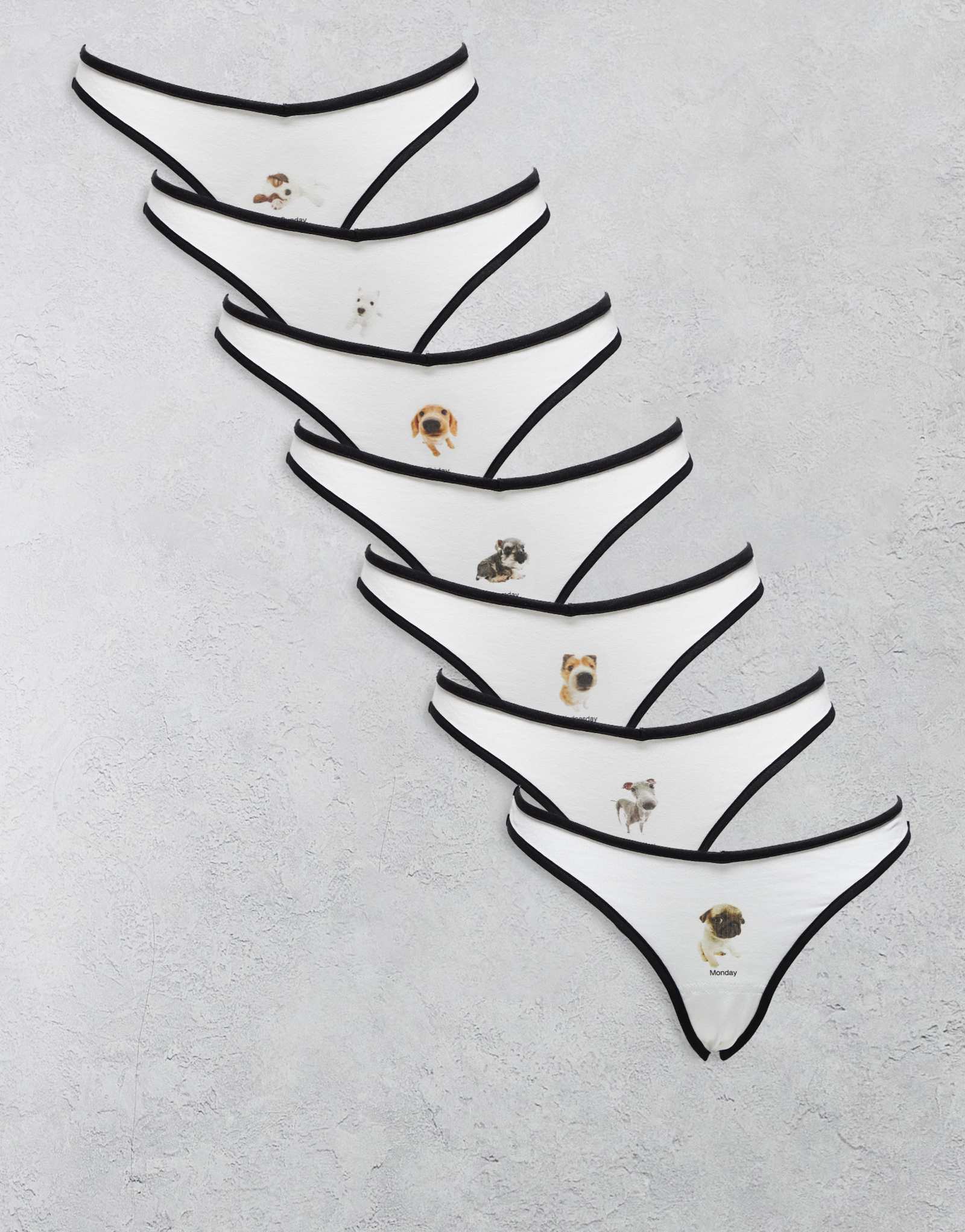 Трусы Daisy Street 7 pack dogs of the week, выполненные в белом цвете