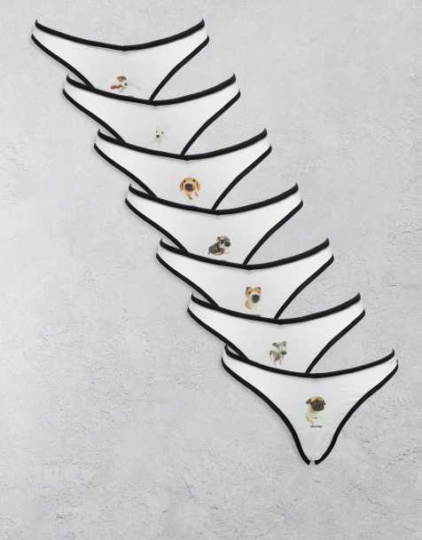 Daisy Street 7-pack of Dogs of the Week briefs in white - view 1