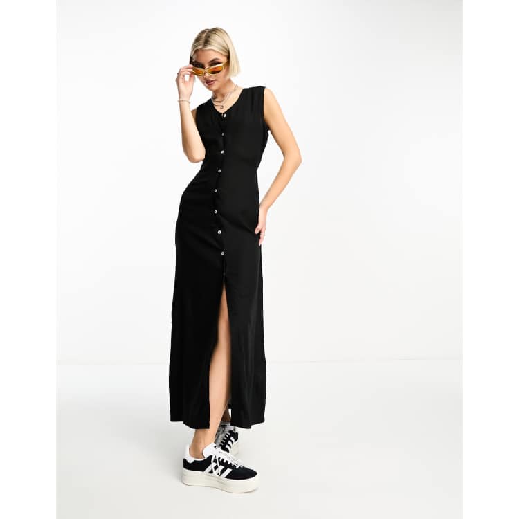 button down maxi sleeveless tank dress Awoscut Womens Summer Casual Loose Long Tank Dress Sleeveless Turn-Down  Collar Button Down Party Beach A-line Maxi Dress (Black, S) at Amazon  Women's Clothing store