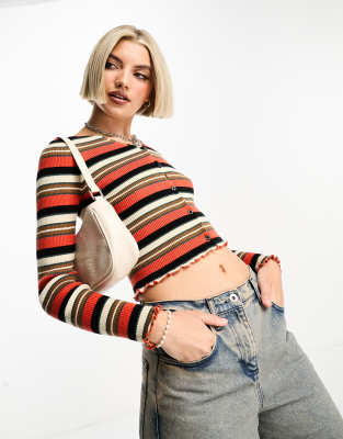 Daisy Street 90s cardigan in orange stripe