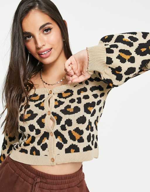 Leopard print 2025 short cardigan