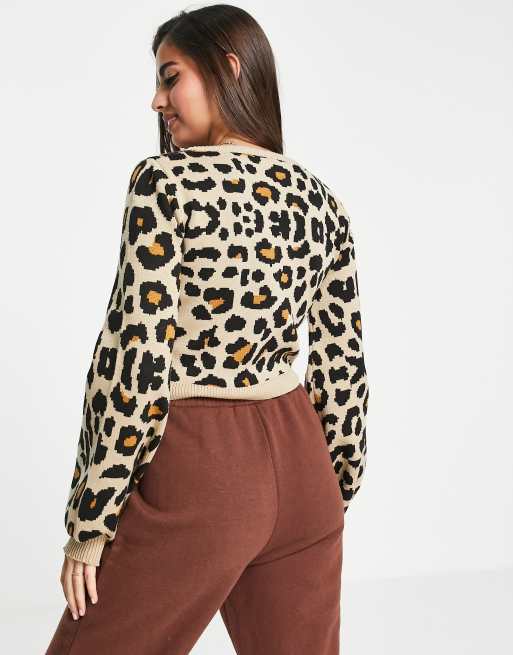 Cropped 2025 leopard sweater