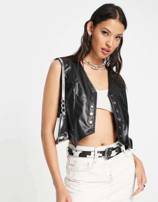 Daisy Street 90s grunge faux leather vest