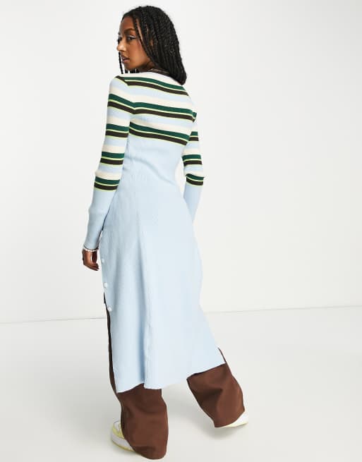 Daisy Street 90s maxi cardigan in blue stripe, 2 of 4