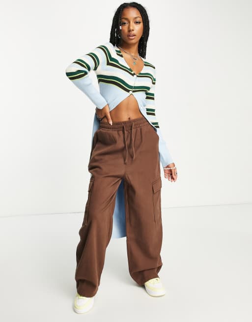 Daisy Street 90s maxi cardigan in blue stripe, 4 of 4