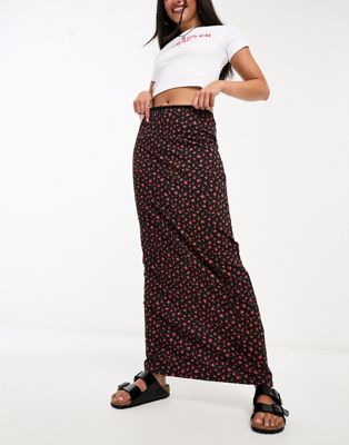 Daisy Street 90s maxi skirt in grunge rose floral