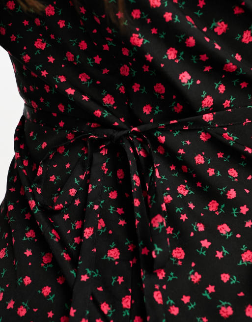 Daisy Street 90s mini slip dress in grunge red rose ditsy
