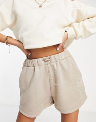 Daisy Street Active high waisted embroidered joggers shorts in beige - ASOS Price Checker