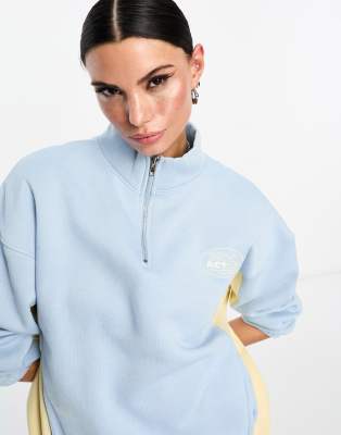 Daisy Street Active Landscape 1/4 zip sweatshirt in blue