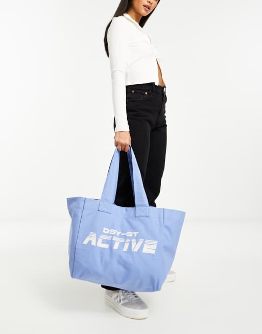 Daisy Street Active Landscape shopper tote bag in blue | ASOS