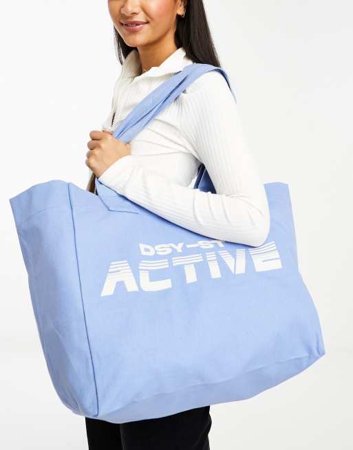 Daisy Street Active Landscape shopper tote bag in blue | ASOS