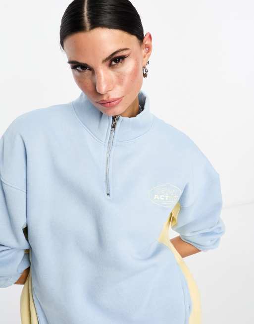 Daisy Street - Active Landscape - Sweatshirt met 1/4 rits in blauw