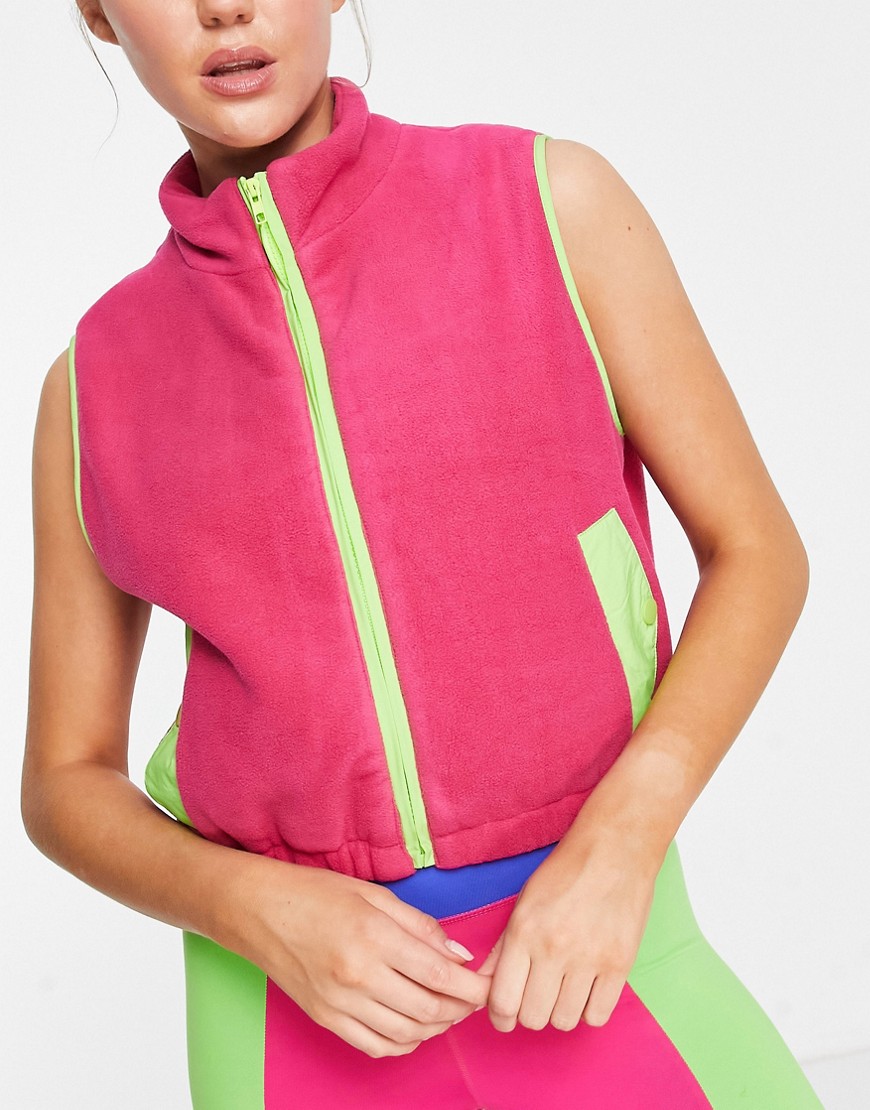 Daisy Street Active Neon gilet in pink