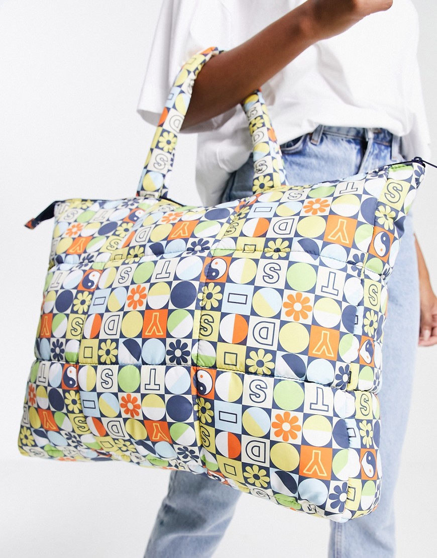 Daisy Street Active Padded All Over Print Tote Bag In Multi