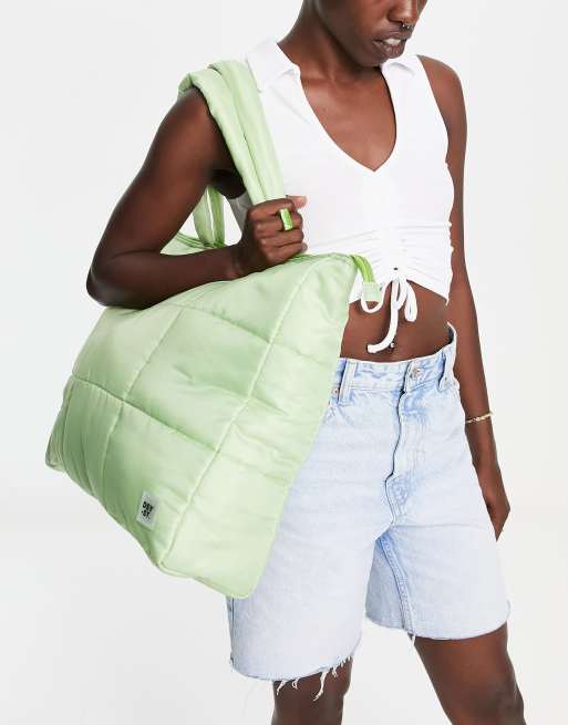 Daisy Street Active padded tote bag in sage green 