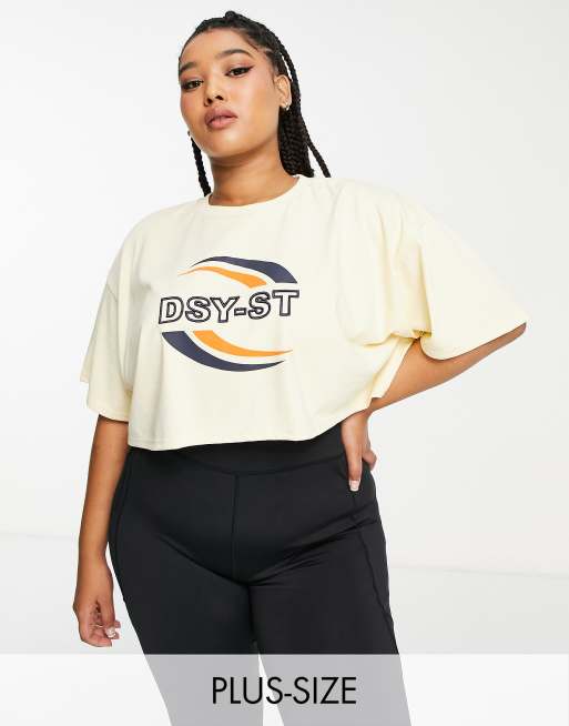Daisy Street Active Plus – Kurz geschnittenes Oberteil in gebrochenem Weiß mit Logo