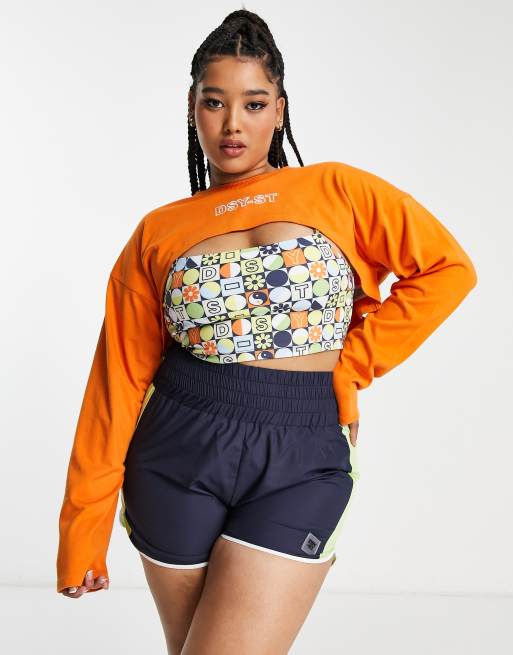 Daisy Street – Active Plus – Langärmliges Bolero-Shirt in Orange, 3 von 4