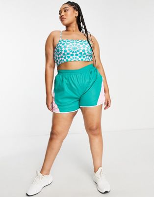 Daisy Street Active Plus light support sports bra in turquoise print