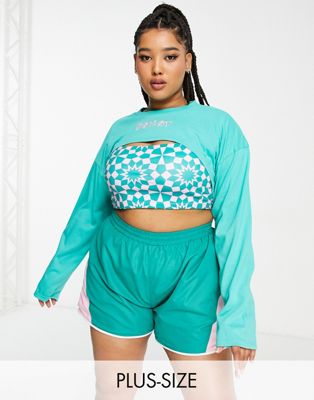 Daisy Street Active Plus shrug long sleeve t-shirt in turquoise