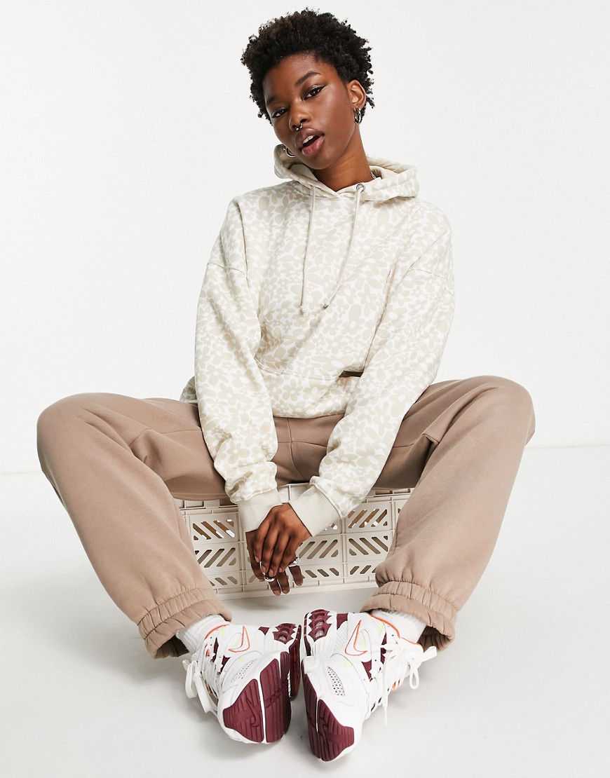 Daisy Street Active relaxed hoodie in daisy print-White