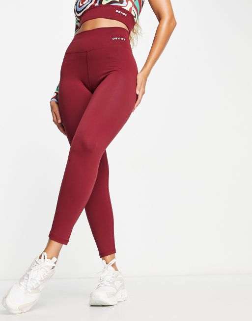 Daisy Street Active – Swirly – Leggings in Rot mit hohem Bund