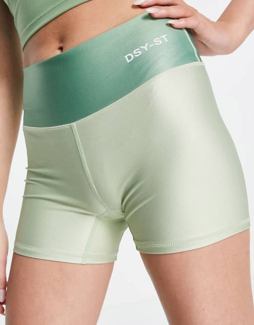 Daisy Street Active two tone legging shorts in sage green