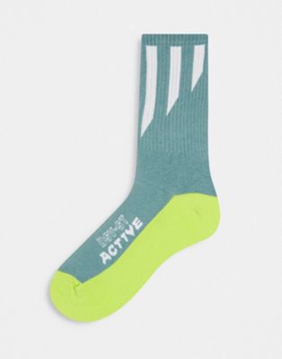 Daisy Street Active two tone socks in blue