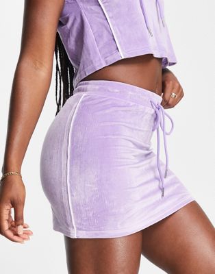 Daisy Street Active velour drawstring skirt in lilac - ASOS Price Checker
