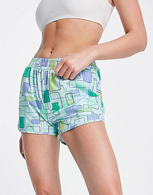 Daisy Street Active woven runner shorts in geometric print 
