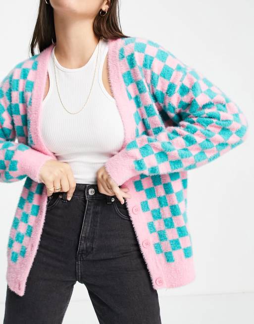 Daisy Street - Afslappet og vamset cardigan med skakternet design, 3 af 4