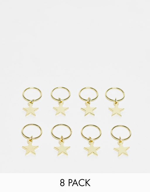 Daisy Street - Anelli per i capelli da festival color oro con stelle