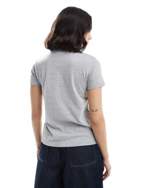 Daisy Street applique flag t-shirt in heather gray, 3 of 4