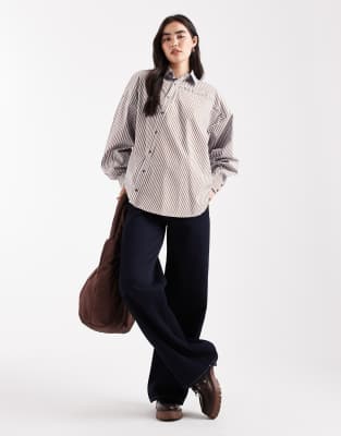 Daisy Street Asymetric Oversized Dad Shirt In Gray