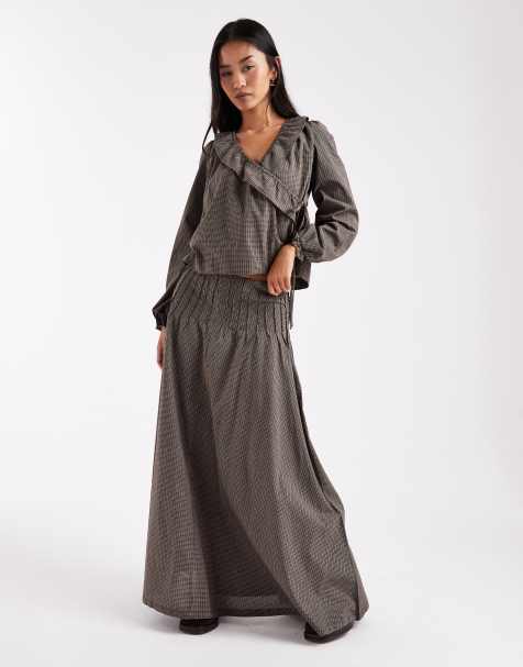 Daisy Street asymmetric brown check co-ord - view 1