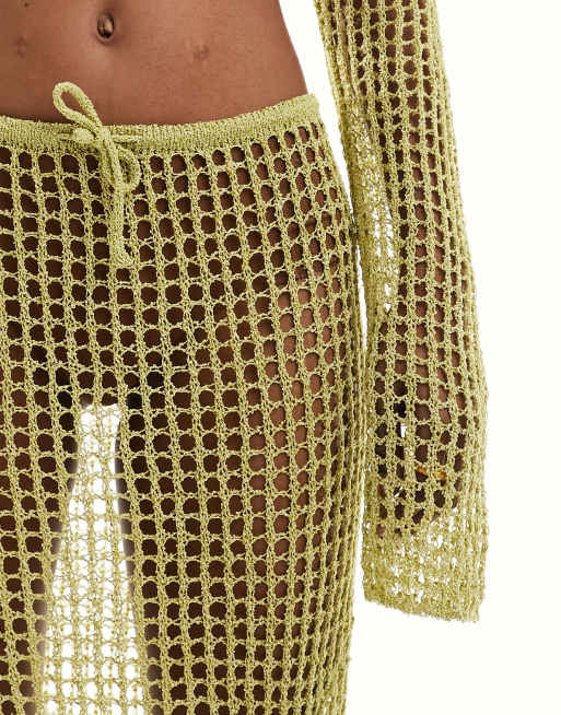 スカート Olive Crochet Skirt leinwande She_Sky-Jade-Crochet-Net-Slit-