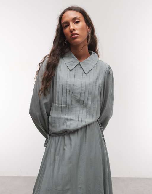 Daisy Street asymmetrisches Hemd-Midaxi-Kleid in Grau, 2 von 4