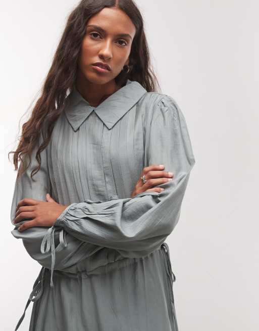Daisy Street asymmetrisches Hemd-Midaxi-Kleid in Grau, 4 von 4
