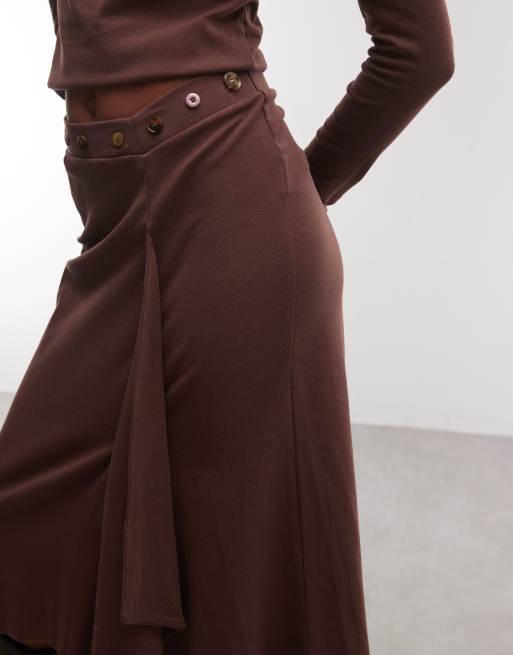 Daisy Street asymmetrisk midikjol i brunt set, 5 av 5