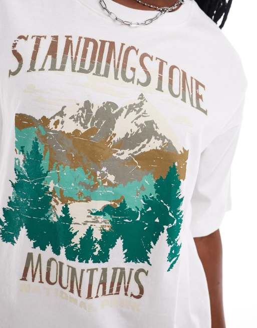 Daisy Street – Avslappnad t-shirt med 'Standing Stone Mountains'-tryck, 2 av 4