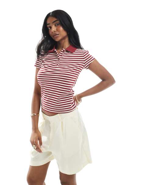 Daisy Street baby polo tee in red stripe - view 1