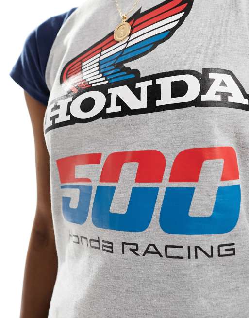 Daisy Street baby raglan tee with Honda 500 graphic in grey, 2 of 4