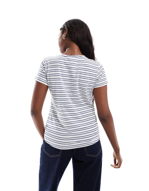 Daisy Street baby tee in blue and white stripe, 3 of 4