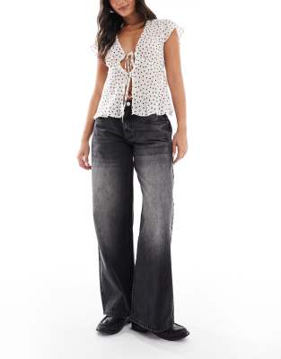 Daisy Street - Baggy-Jeans in Blau mit niedrigem Bund-Schwarz